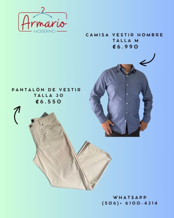 Camisa vestir manga larga y pantalón de vestir